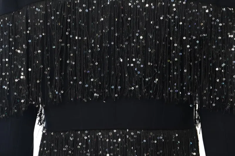 Only One Way Tassel Sequin Blazer
