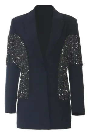 Only One Way Tassel Sequin Blazer
