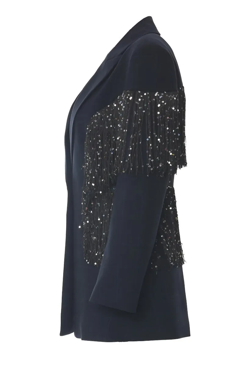 Only One Way Tassel Sequin Blazer