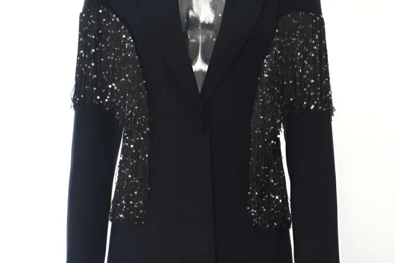Only One Way Tassel Sequin Blazer