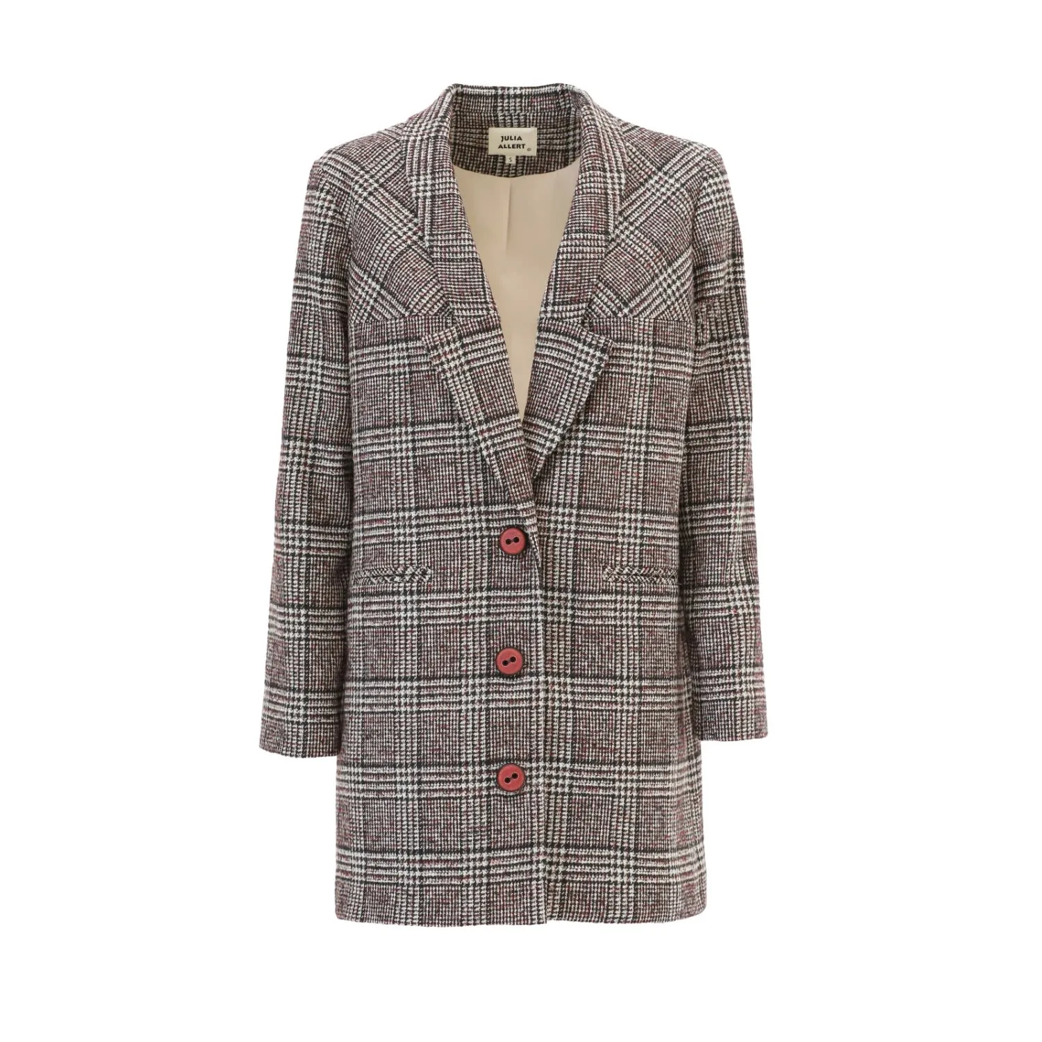 Oversized Single-Breasted Blazer Plaid