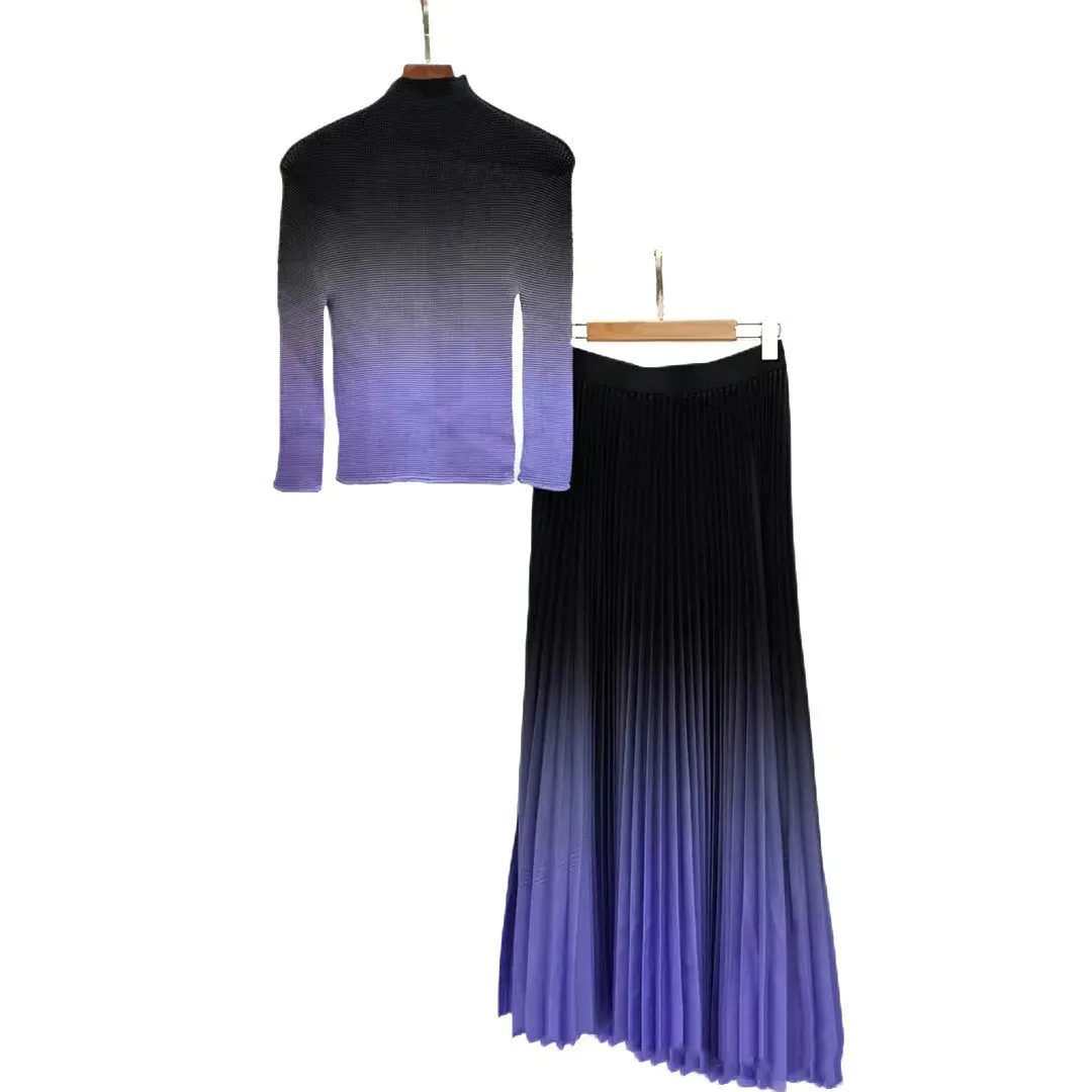 Paris Gradient Pleated Skirt Set