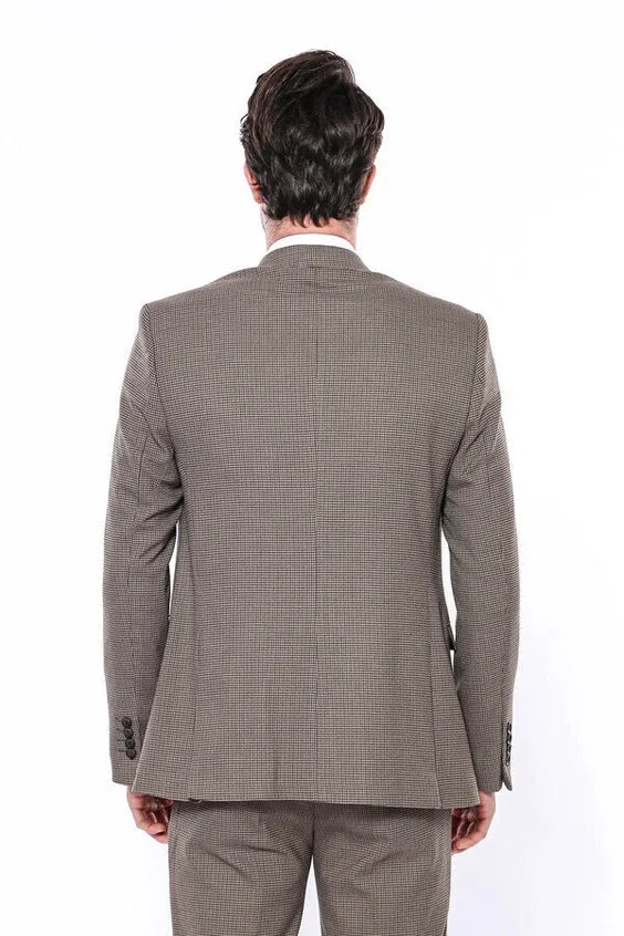 Patterned Slim Fit Light Brown Men Blazer