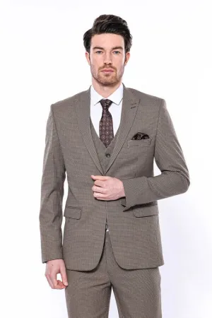 Patterned Slim Fit Light Brown Men Blazer