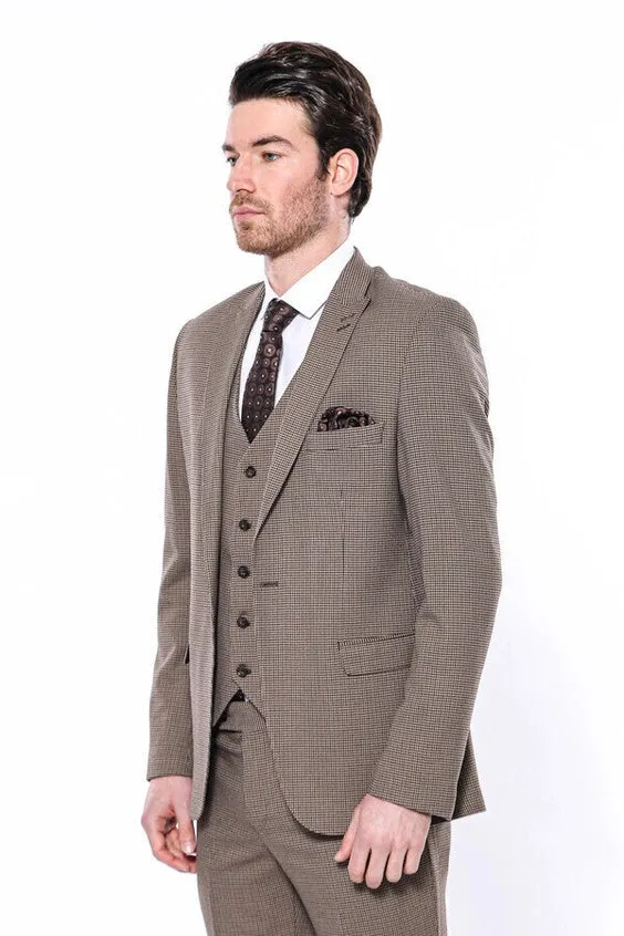 Patterned Slim Fit Light Brown Men Blazer