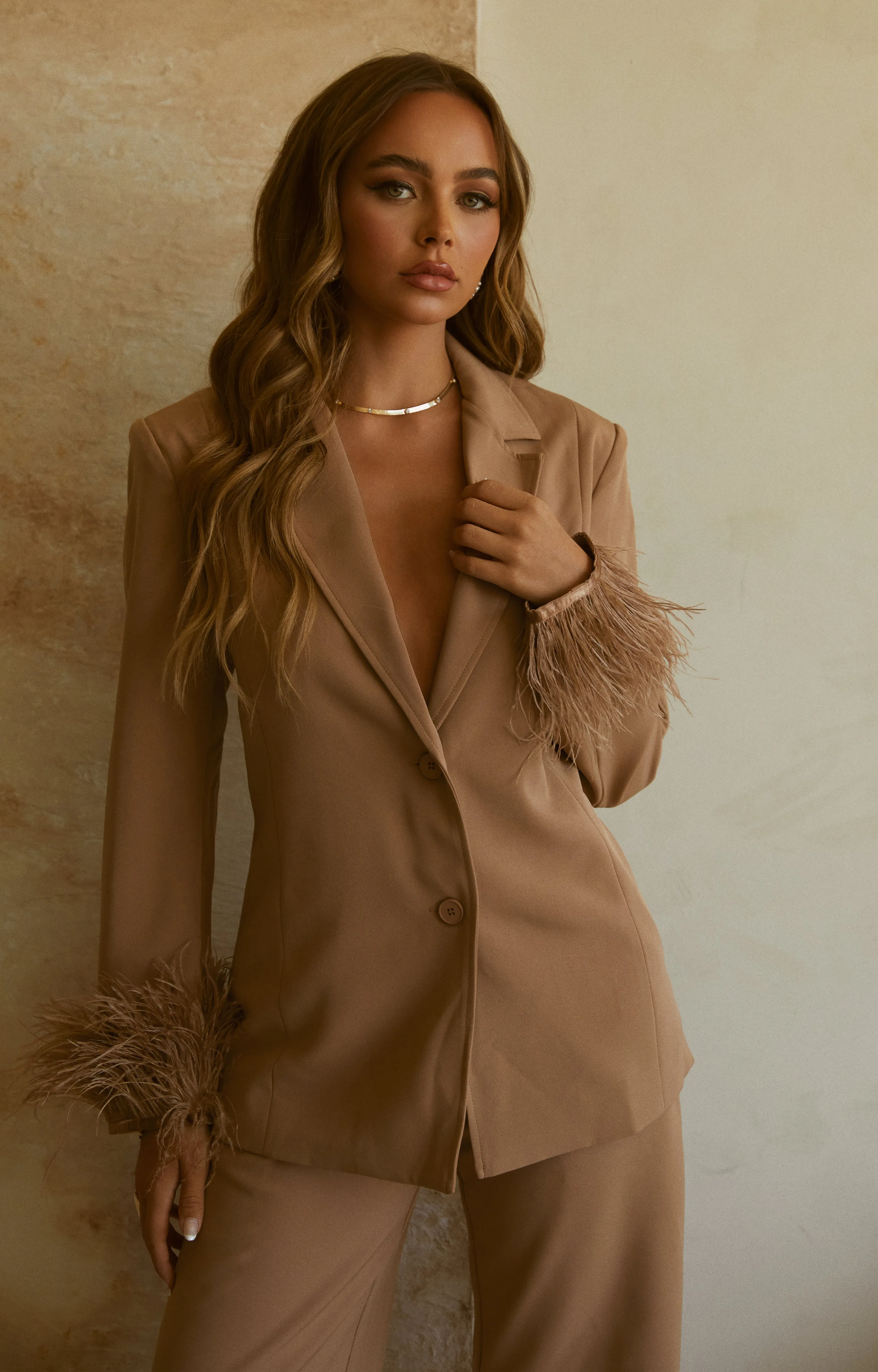 Perfect Match Two Piece Blazer and Pant Set - Nude