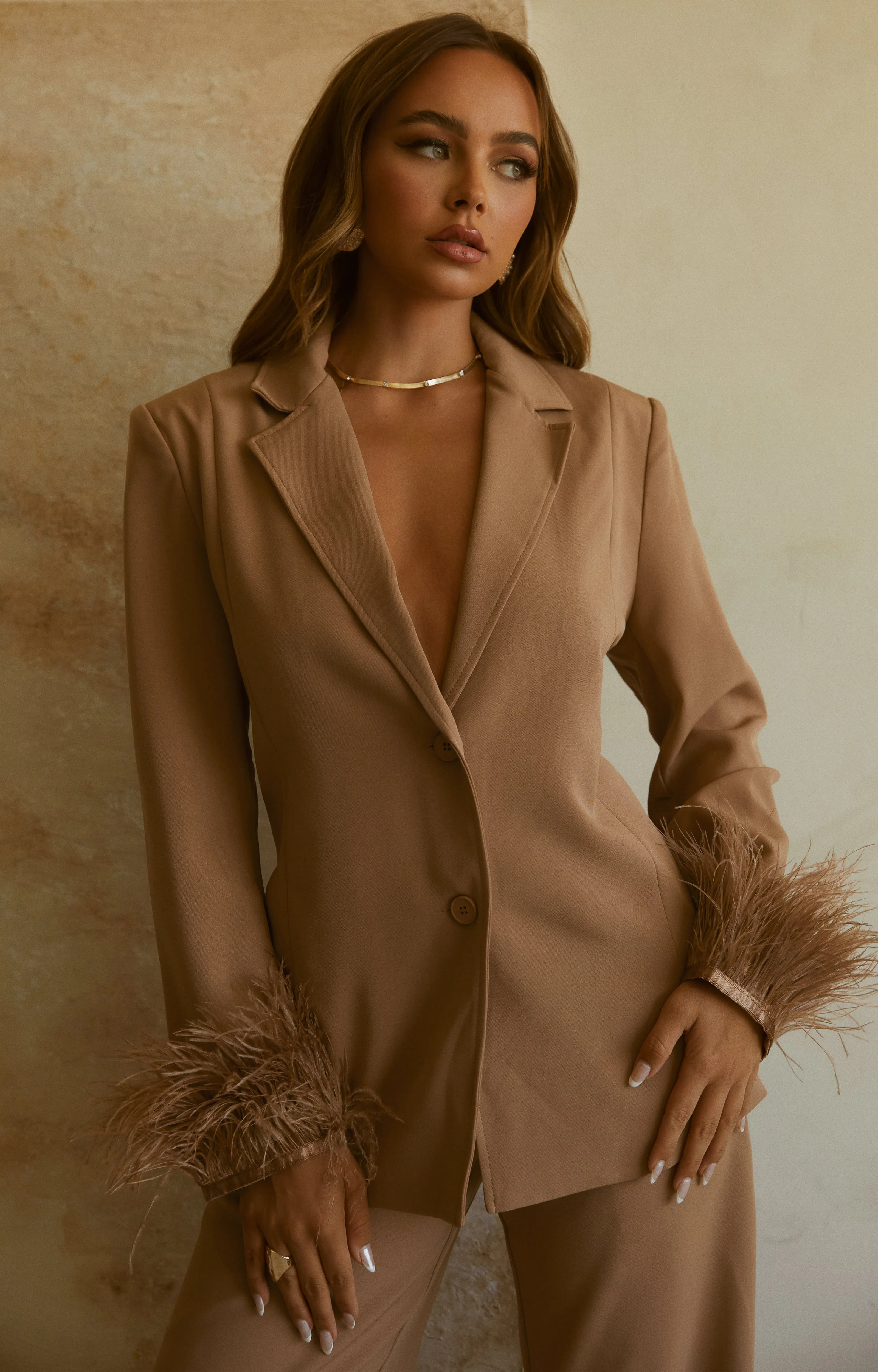 Perfect Match Two Piece Blazer and Pant Set - Nude