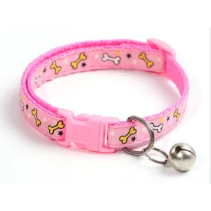 PETS CLUB ADJUSTABLE CAT COLLAR WITH BELL - PINK BONE