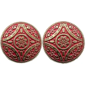 Pink & Silver Color Attractive Regal Traditional 1 Hole Round Metal Buttons
