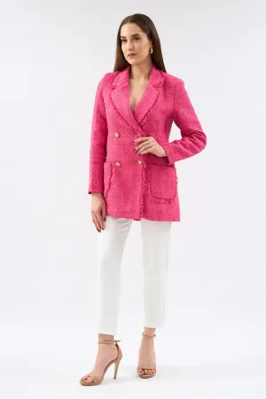 Pink Padded Blazer Jacket With Pockets