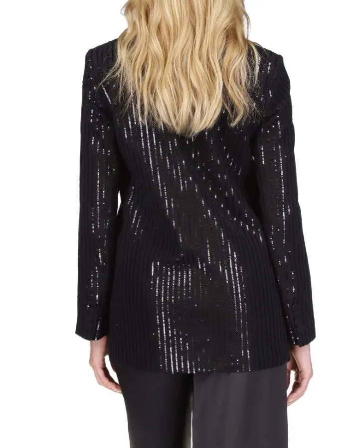 Pinstripe Sequined Crepe Blazer