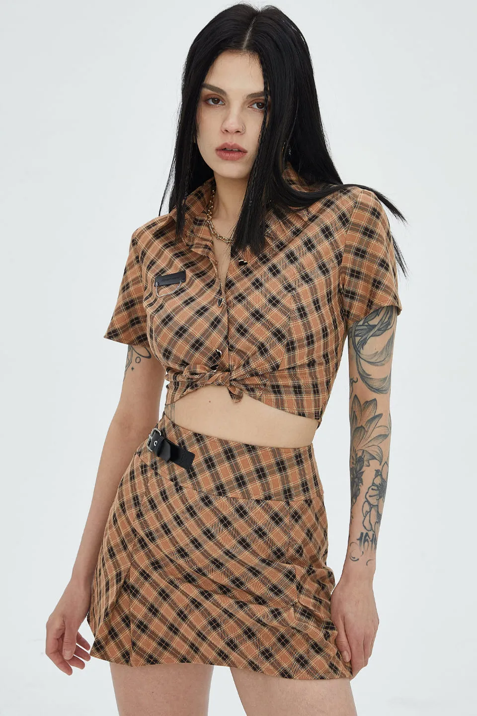 Plaid Pleated Skirt