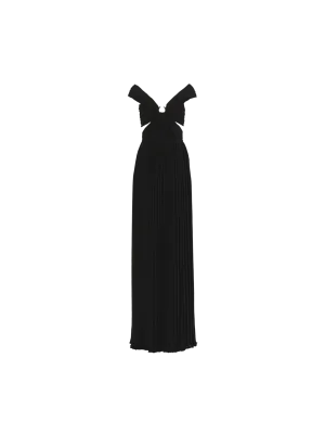 Pleated Maxi Dress in Silk