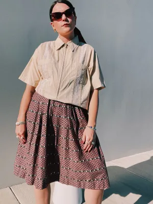 Pleated Printed Skirt