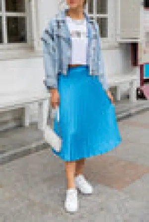 Pleated Satin Skirt -