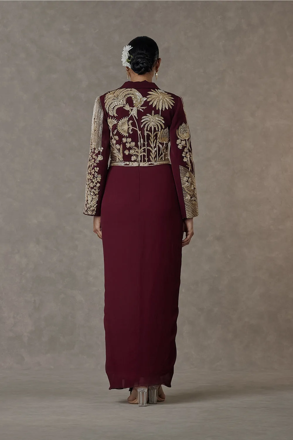 Plum 'Son-Chidiya' Cropped Blazer Set