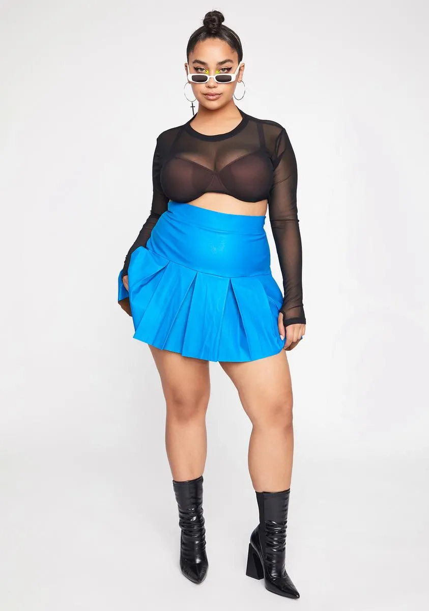 Plus Cobalt Cheap Thrills Pleated Skirt