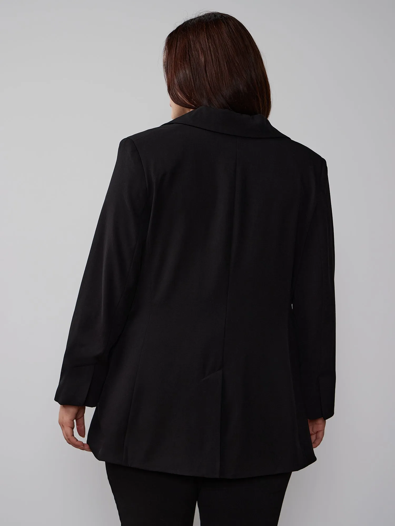 Plus Essential Stretch Long Sleeve Peak Lapel Blazer
