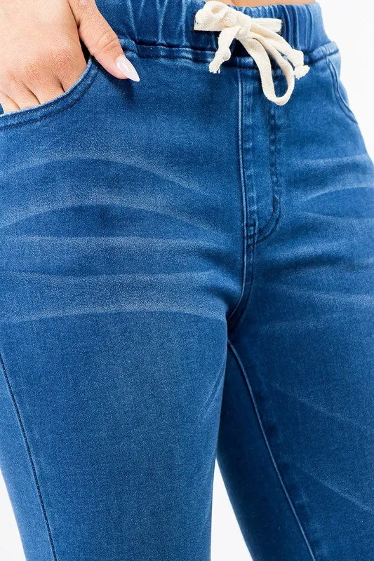 PLUS SIZE BANDED HIGH WAIST SKINNY JEANS