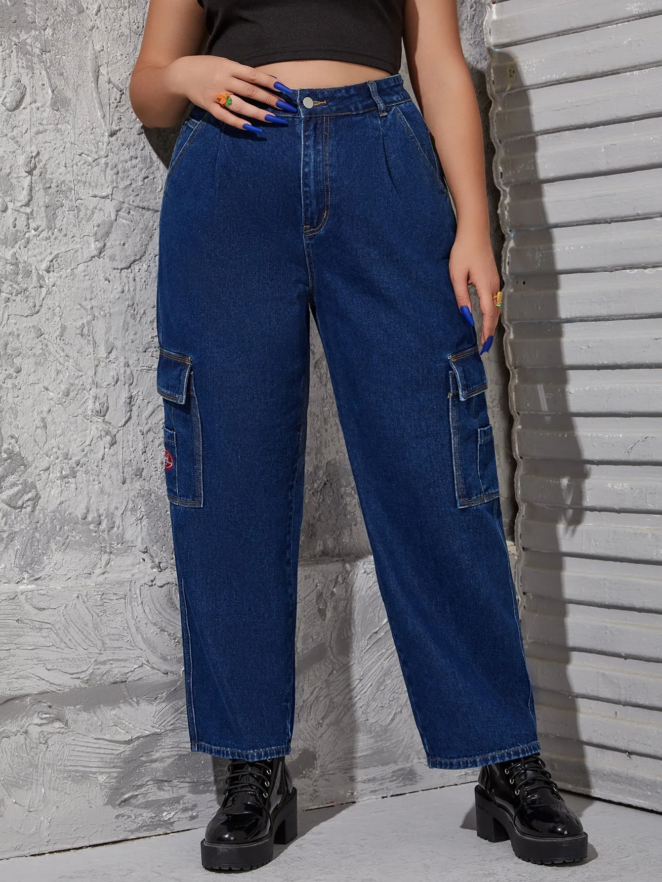 Pocket High Waist Long Plus Size Jeans