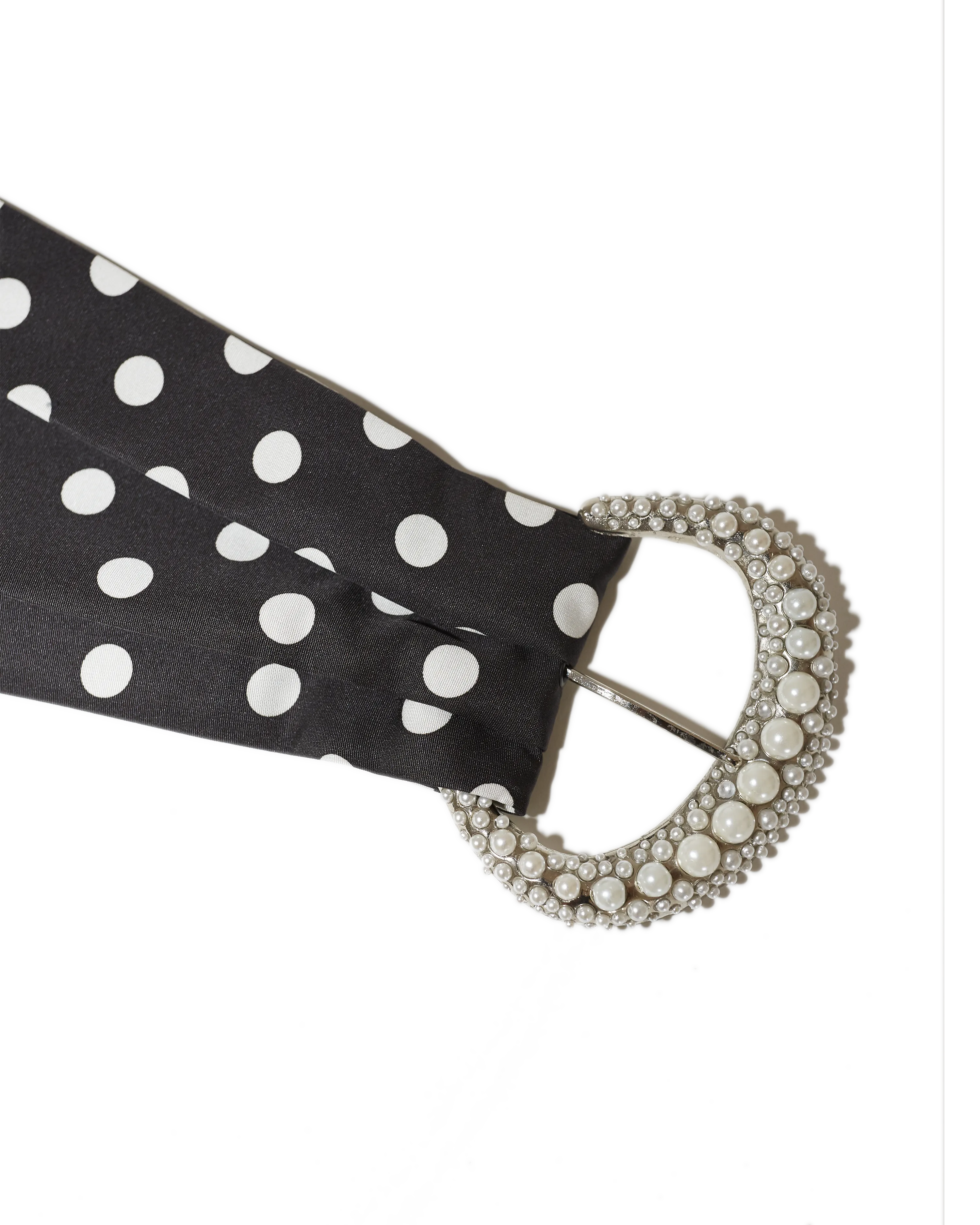 Polka Dot Belt with Pearl Crescent Buckle