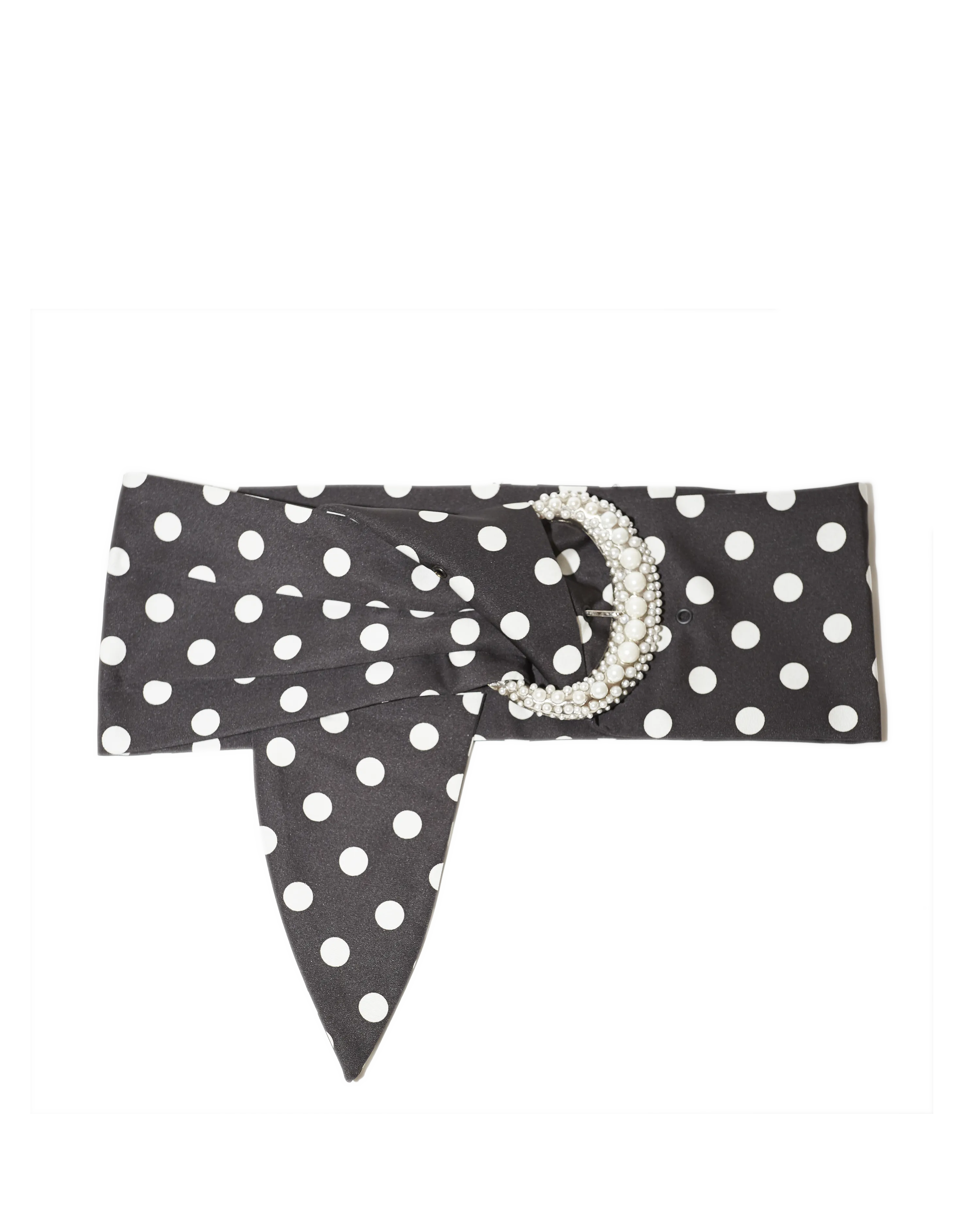 Polka Dot Belt with Pearl Crescent Buckle