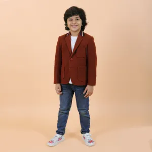 Pre-Order : BROWN KNIT BLAZER for Boys