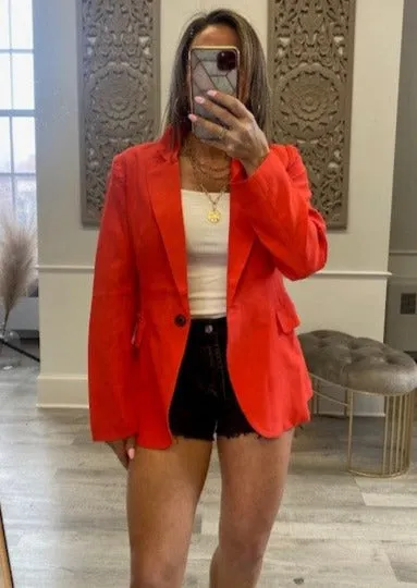 PRE-ORDER: SINGLE BUTTON BLAZER RED ORANGE
