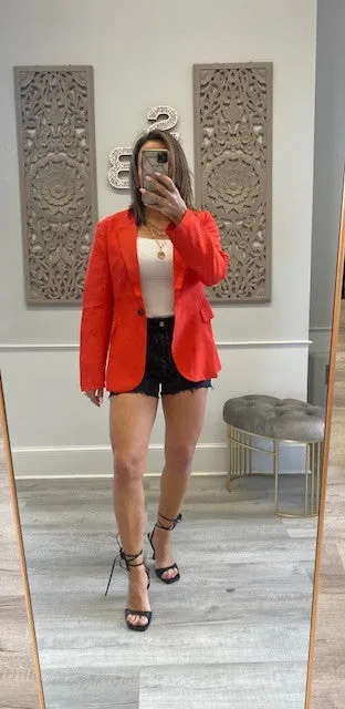 PRE-ORDER: SINGLE BUTTON BLAZER RED ORANGE
