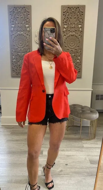 PRE-ORDER: SINGLE BUTTON BLAZER RED ORANGE