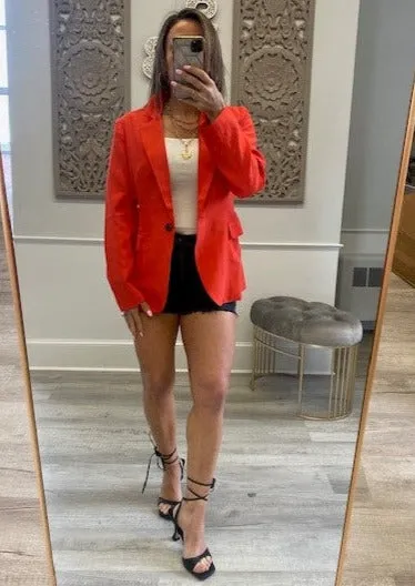 PRE-ORDER: SINGLE BUTTON BLAZER RED ORANGE