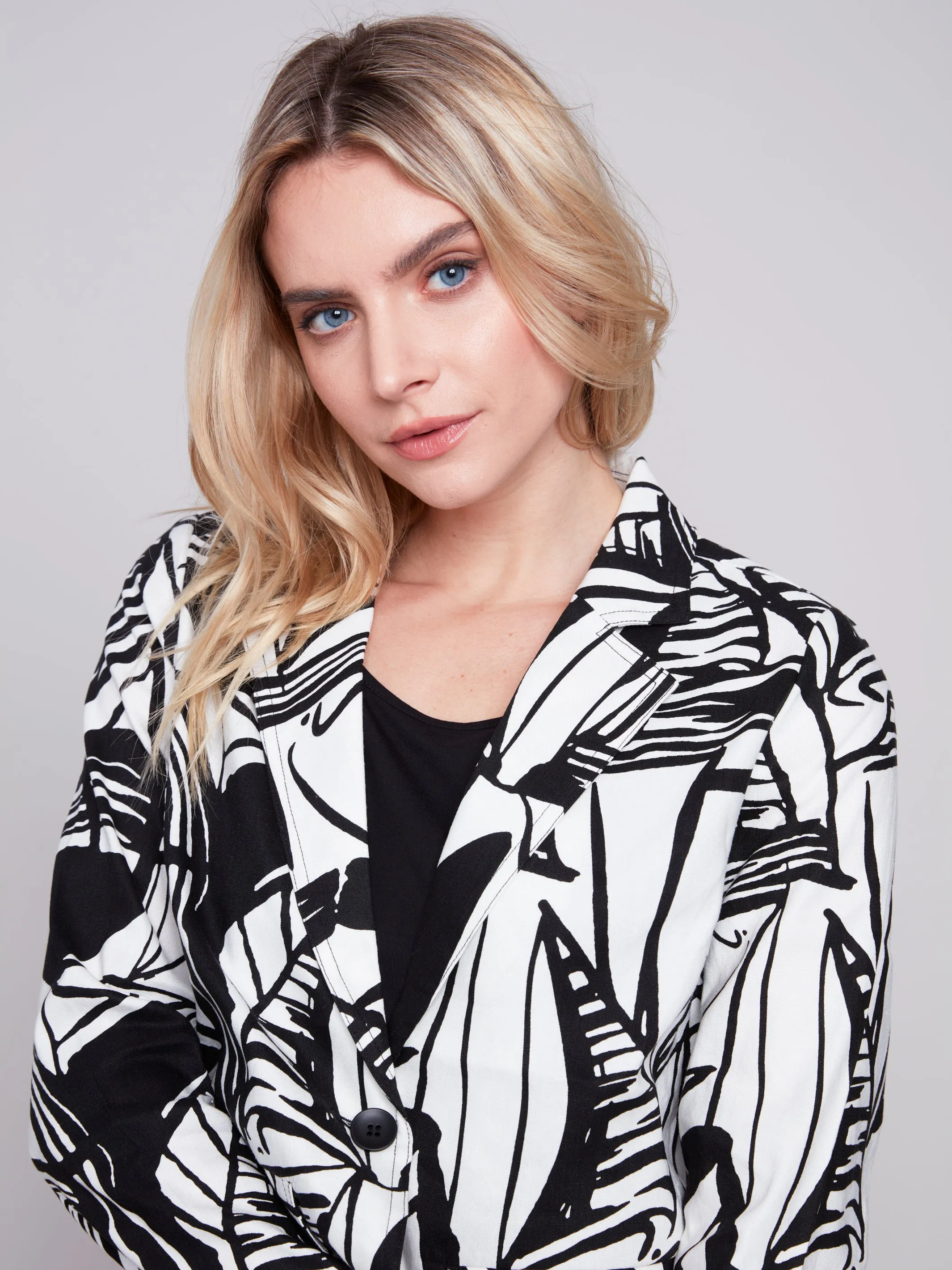 Printed Linen blazer