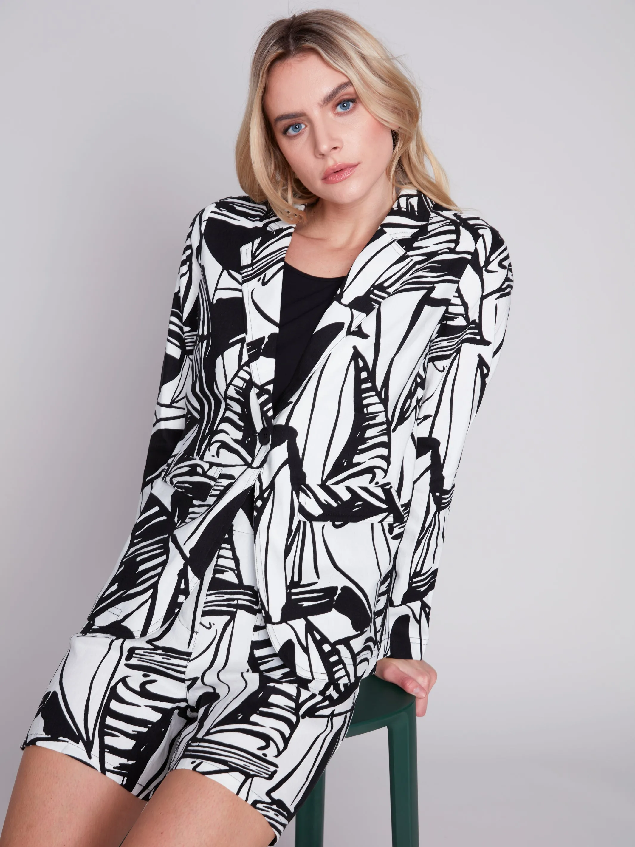 Printed Linen blazer