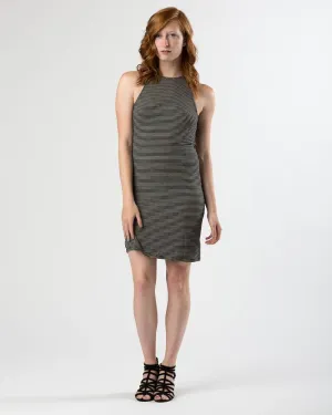 Project Social T Black/Taupe Striped Open-Back Dress