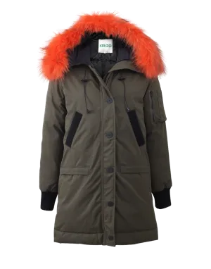 Puffer Coat With Fur Collar