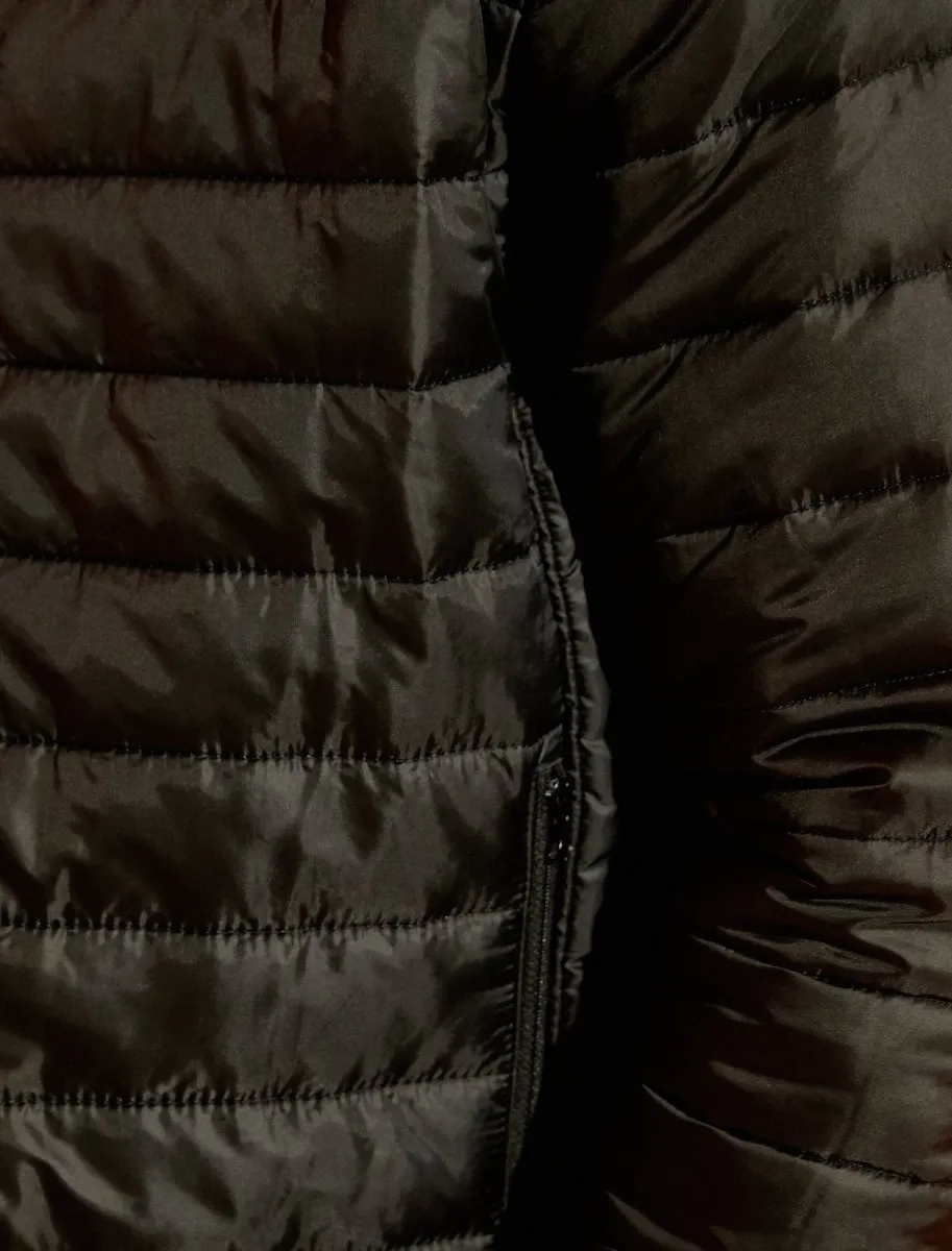 Puffer Jacket with Hood in Black