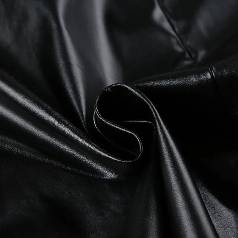 Punk Black PU Leather Low Waist Skirt
