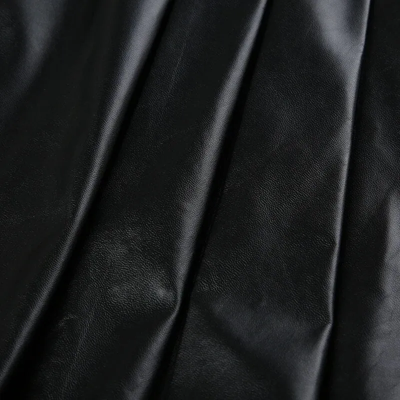 Punk Black PU Leather Low Waist Skirt