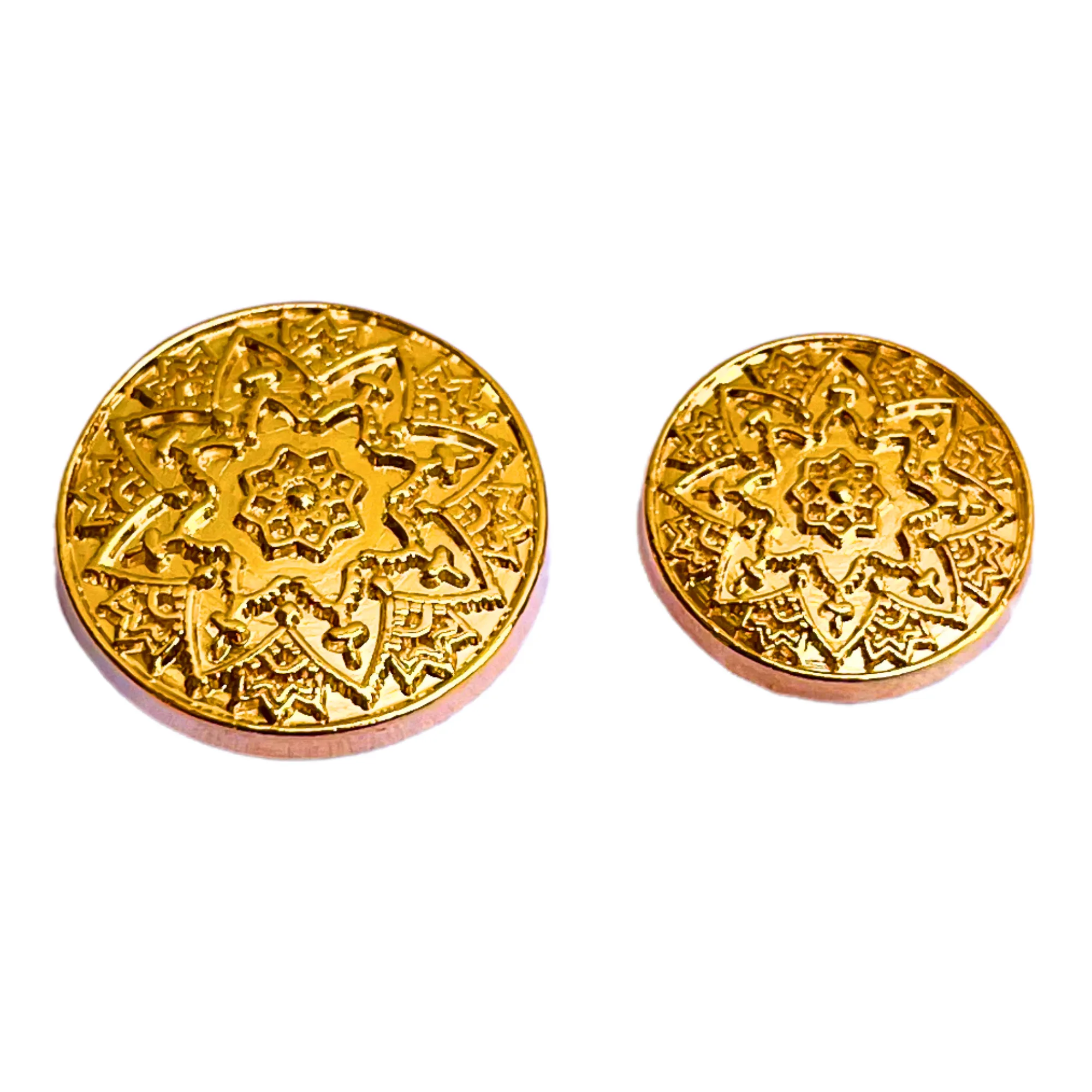 Pure Golden Color Meenakari Design Round 1 Hole Metal Buttons