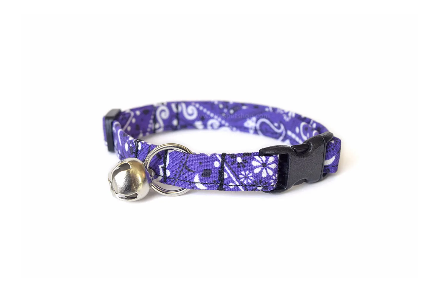 Purple Paisley Bandana Print Cat Collar