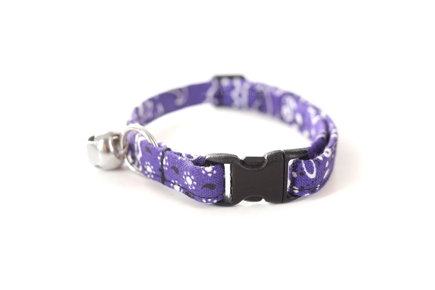 Purple Paisley Bandana Print Cat Collar