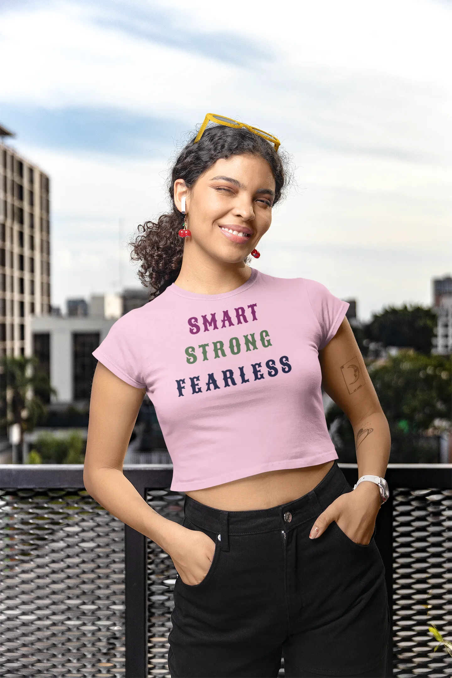 "Smart, Strong, Fearless" Women's Cotton Crop Top