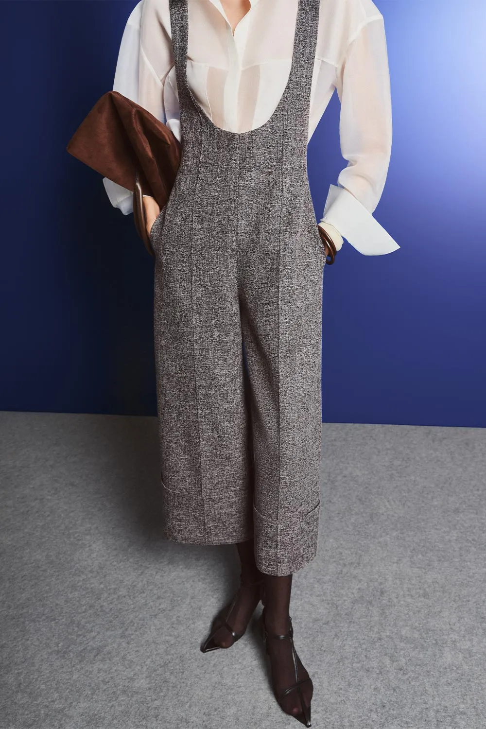 Raegan Straight Scoop Neck Tweed Midi Jumpsuit