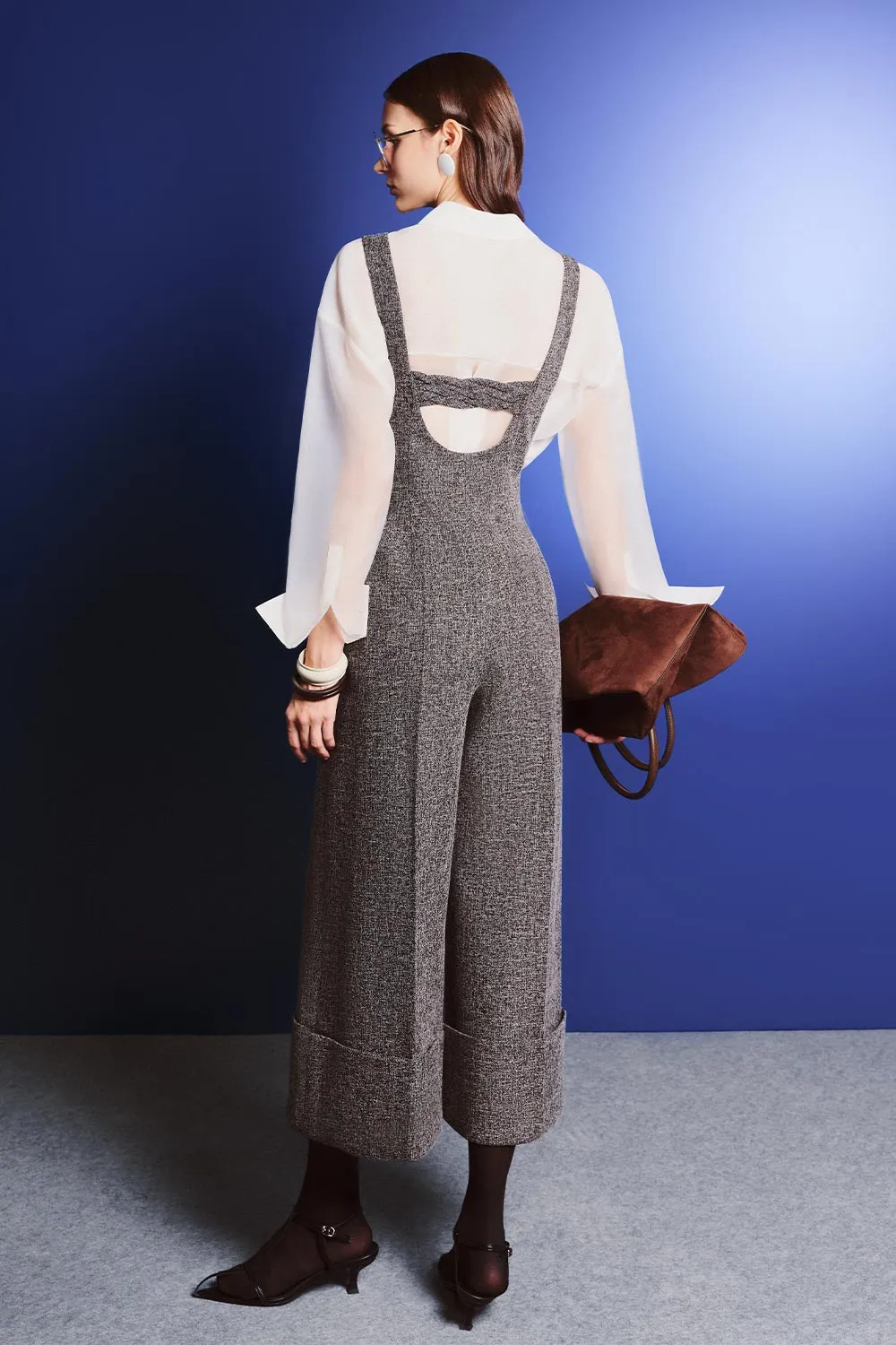 Raegan Straight Scoop Neck Tweed Midi Jumpsuit
