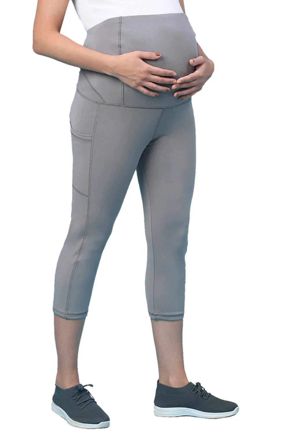 Recycled Fibre Maternity Mid-Calf Tights_ISML011-Steel Gray