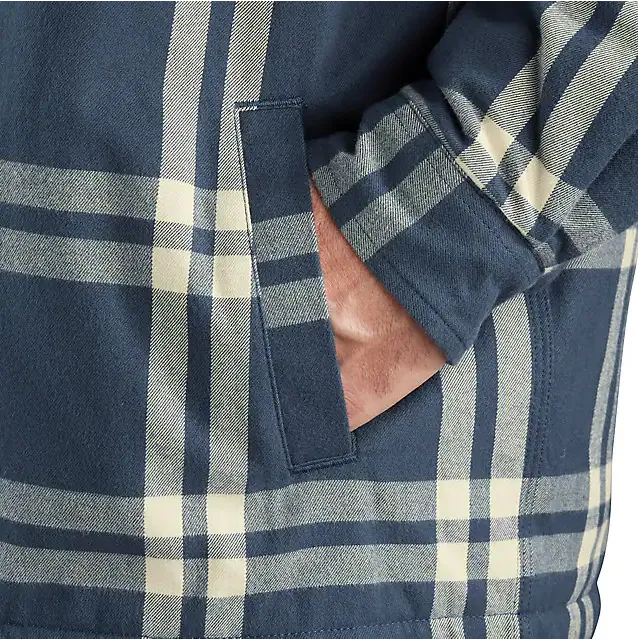 Relaxed Fit Flannel Sherpa-Lined Shirt Jacket - Crabapple