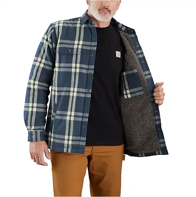 Relaxed Fit Flannel Sherpa-Lined Shirt Jacket - Crabapple