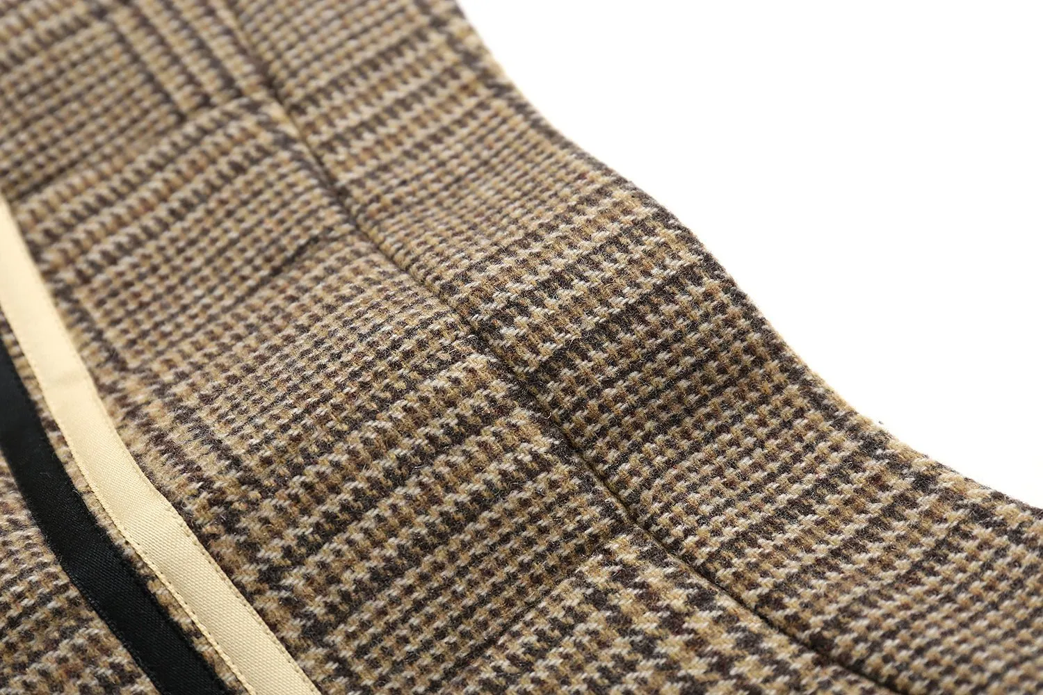 Retro Checkered Pleated Wool Skirt