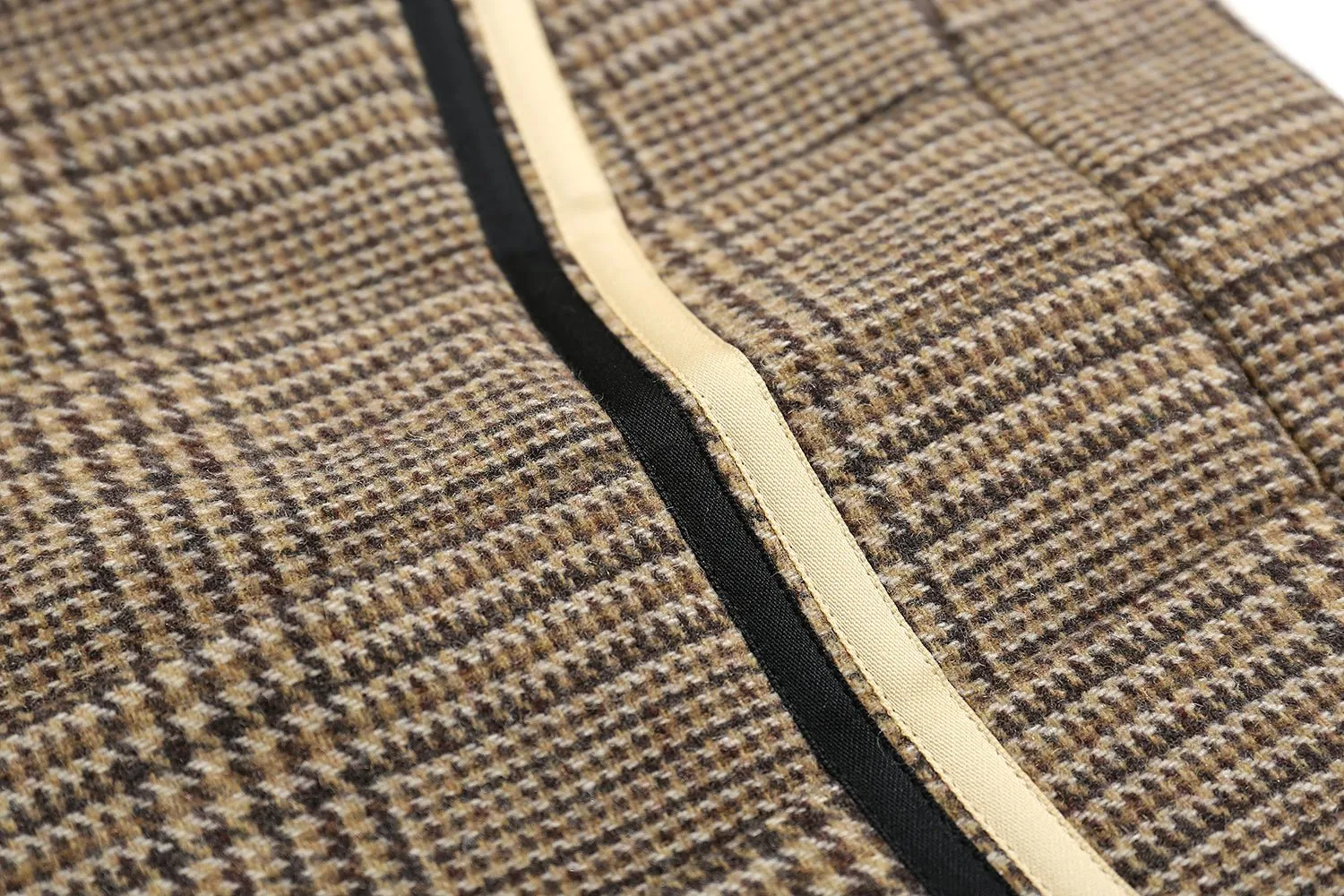 Retro Checkered Pleated Wool Skirt