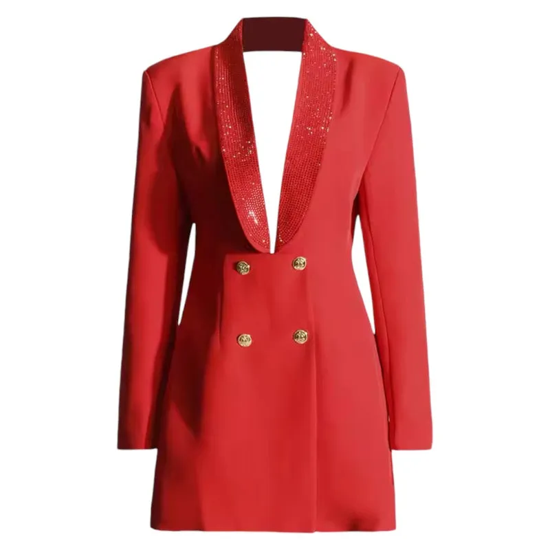 Rhonda Double Breasted Backless Blazer
